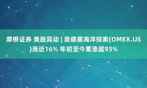 摩根证券 美股异动 | 奥德赛海洋探索(OMEX.US)涨近16% 年初至今累涨超93%